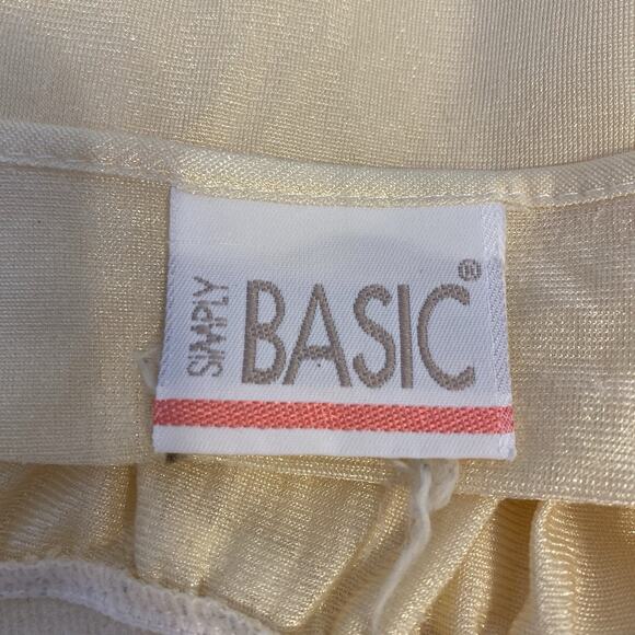 Vintage Simply Basic Yellow Satin Lace Knee Length Nightie Mesh Sexy Women L/XL - Picture 4 of 7